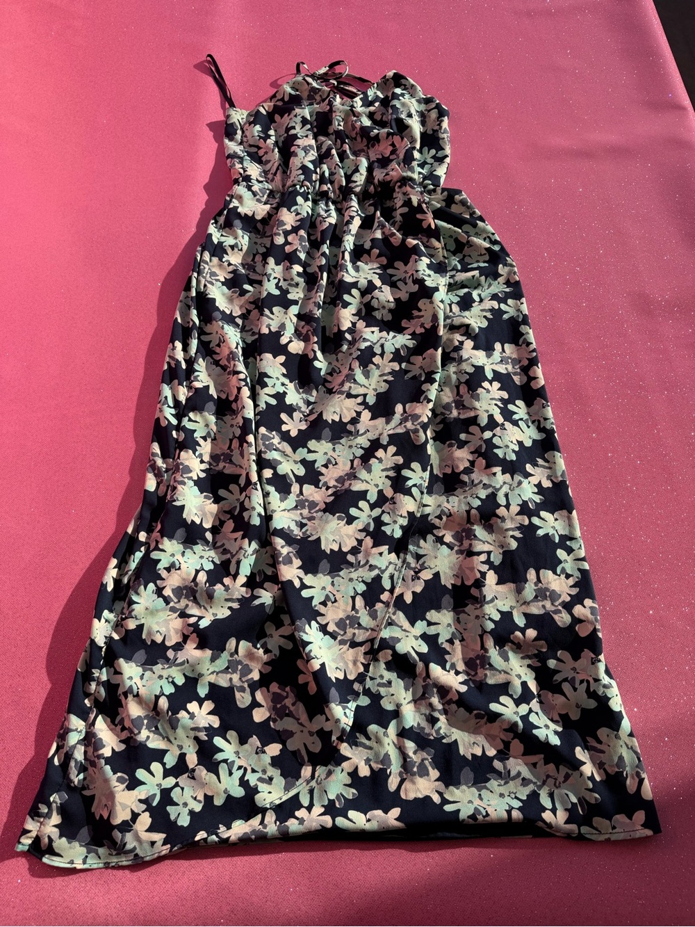 Banana Republic Navy Dress with Mint Floral Print